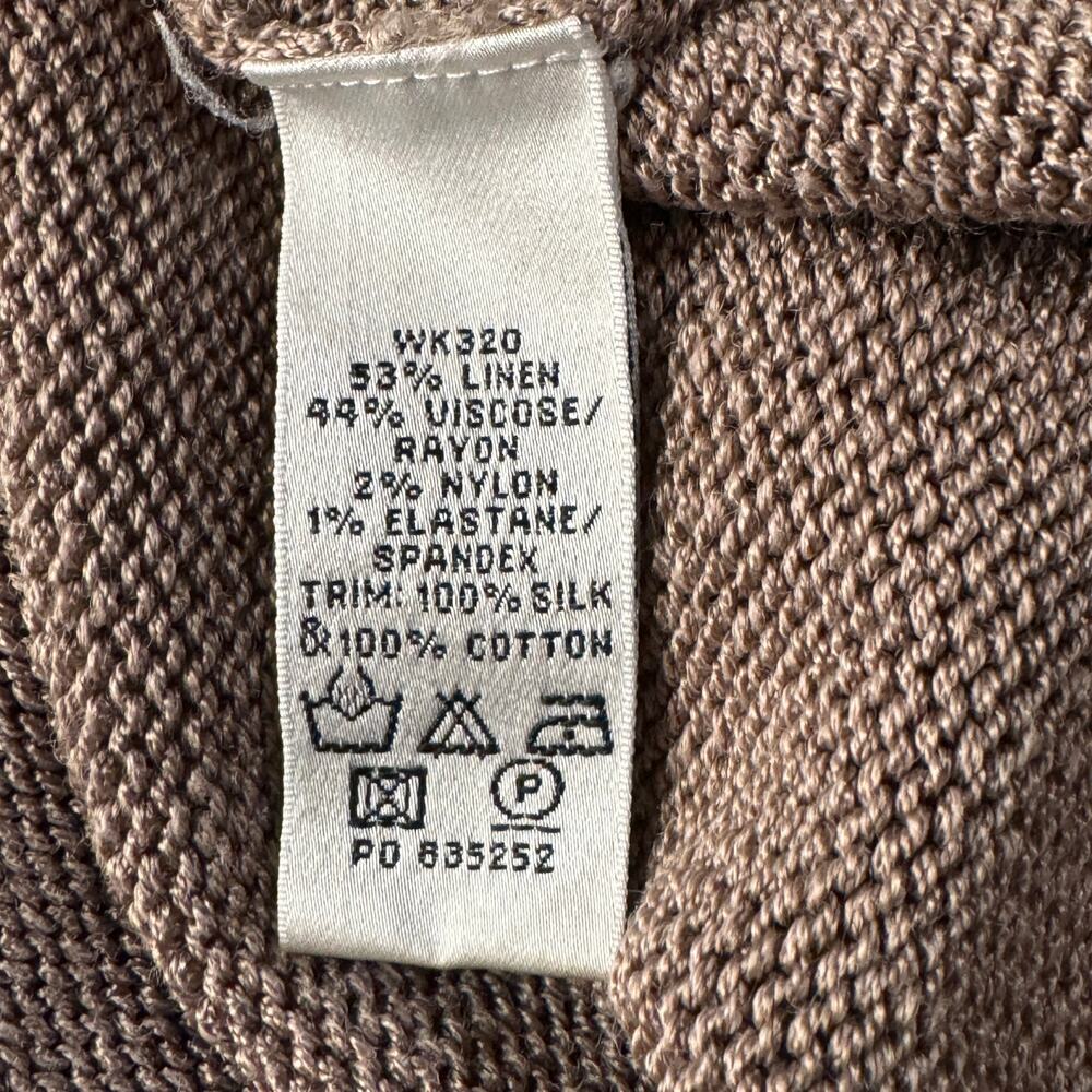 Boden SZ 14 Cardigan Ruffled Tie Front Long Sleeves Linen Blend Stretch Beige - Picture 8 of 9